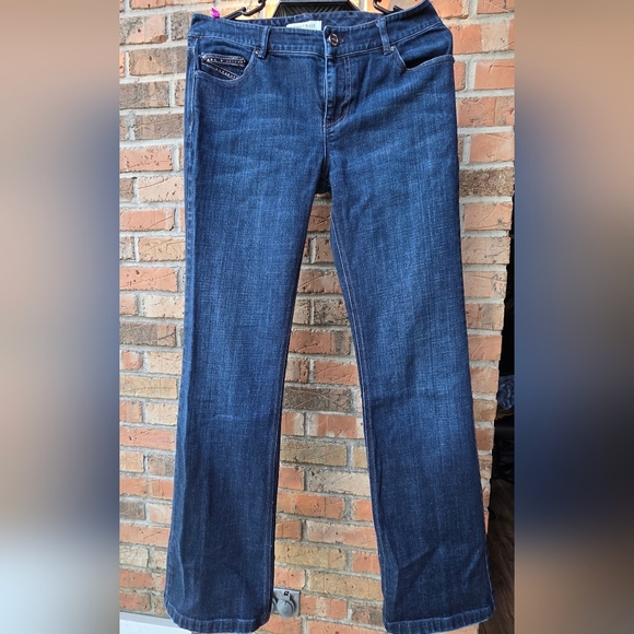 White House Black Market Dark Blue Straight Leg Jeans - Picture 8 of 8